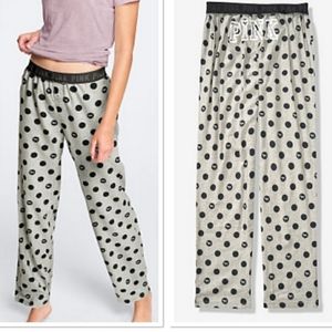 SOLD VS PINK PAJAMA PANTS Polka Dot Dog Logo Large